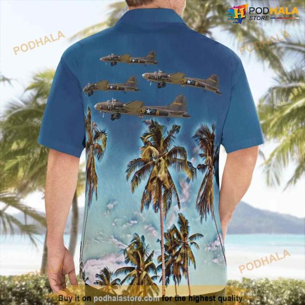 US Air Force Boeing B-17f Flying Fortress 41-24485 Memphis Belle Button Up Hawaiian Shirt