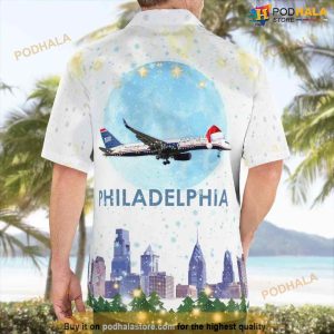 Us Airways Boeing 757 Over Philadelphia Hawaiian Shirt Man 2