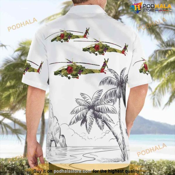 US Army Boeing Ah-64 Apache Button Up Hawaiian Shirt