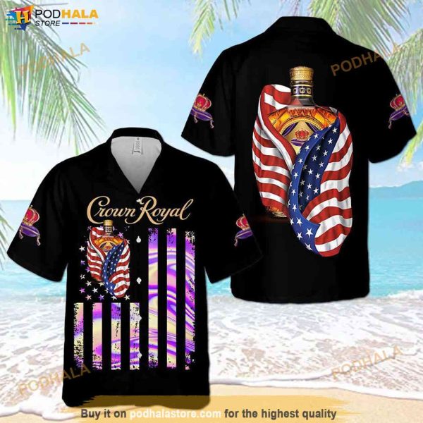 US Flag Crown Royal Hawaiian Shirt, Summer Aloha Hawaii Shirt For Men Women