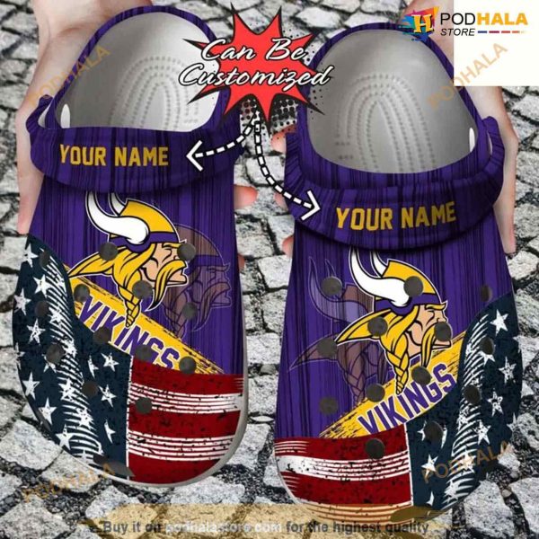 Us Flag Minnesota Vikings New Crocs Clog Shoes