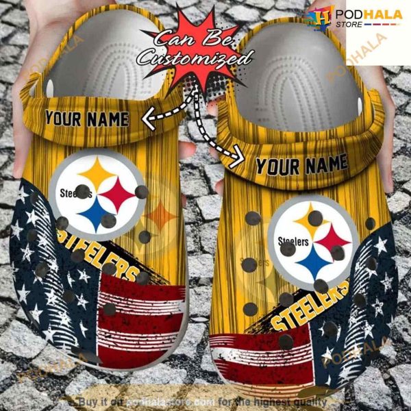Us Flag Pittsburgh Steelers New Crocs Clog Shoes