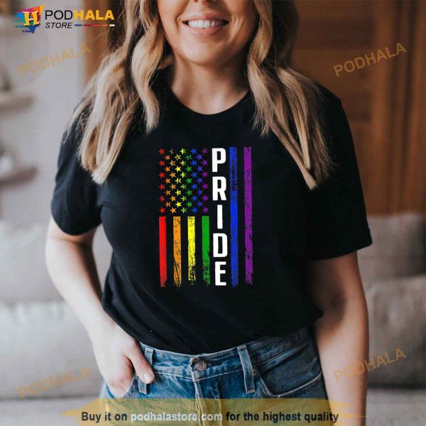 USA Flag Rainbow 4th Of July LGBTQ Gay Pride Month LGBT Shirt