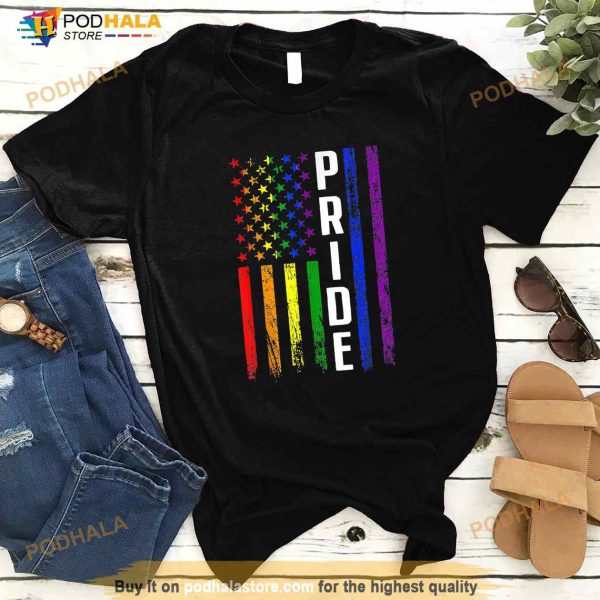 USA Flag Rainbow 4th Of July LGBTQ Gay Pride Month LGBT Shirt