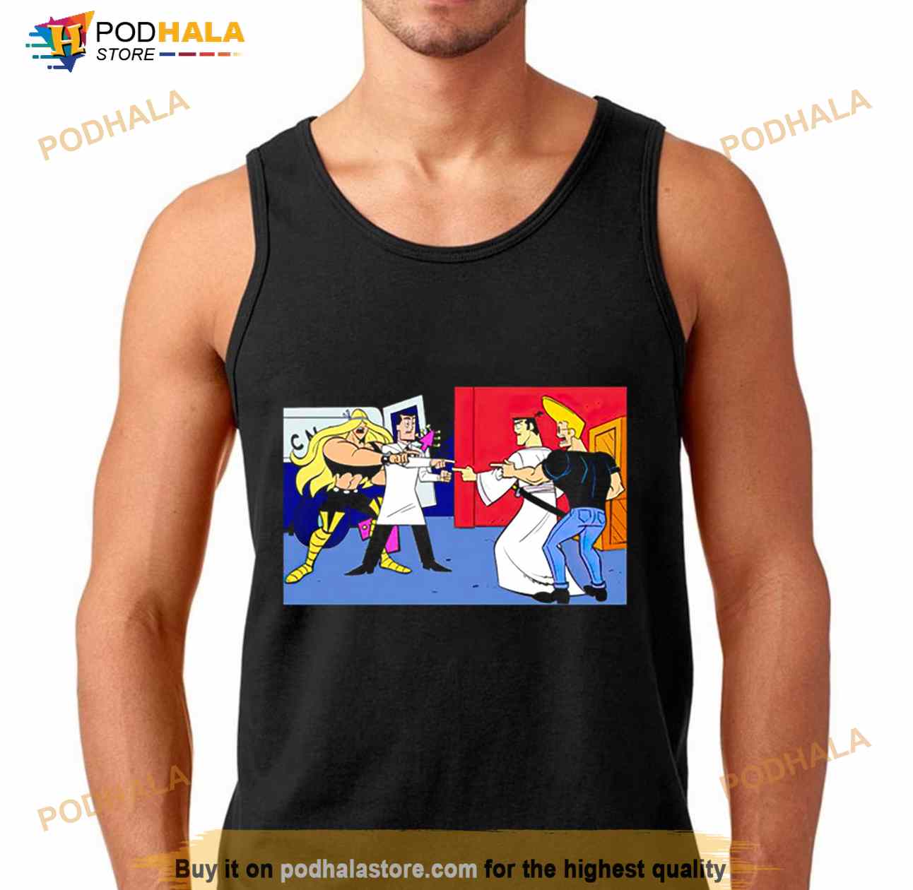 Utonium and Val Hallen vs Samurai Jack and Johnny Bravo Shirt Utonium and Val Hallen vs Samurai Jack and Johnny Bravo Shirt