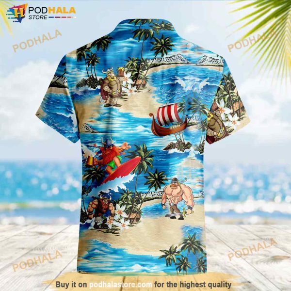 Viking Surfing Hawaiian Tropical Summer Shirt