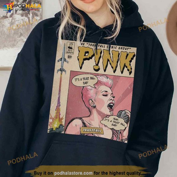 Vintage 90s P!nk Comic Shirt, Sweatshirt Book Art P!nk Trustfall World Tour Gift