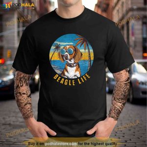 Vintage Beagle Life Beagle In Sunglasses On Beach Trending Shirt 3