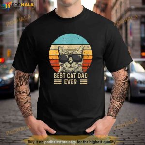 Vintage Best Cat Dad Ever Shirt Funny Cat Daddy Fathers Day Shirt 2