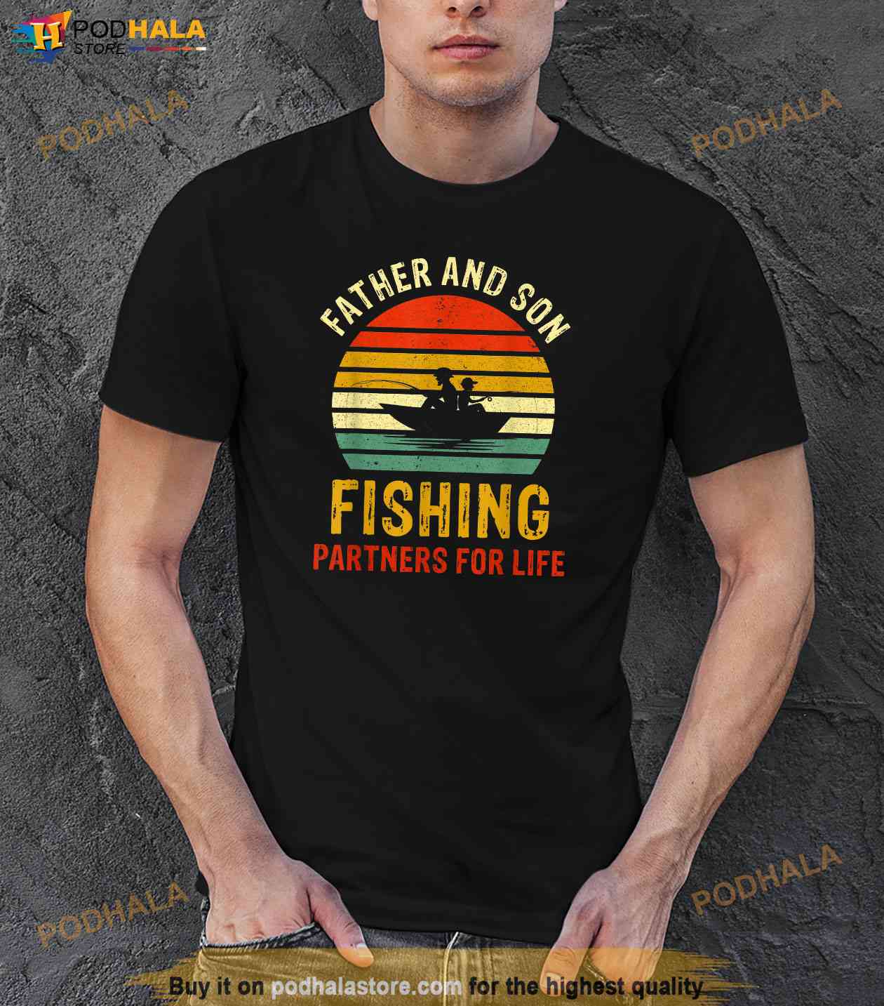 Vintage Dad And Son Fishing Partners For Life Fathers Day Shirt