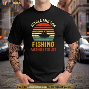 Vintage Dad And Son Fishing Partners For Life Fathers Day Shirt 3