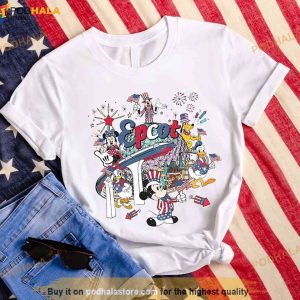 Vintage Disney Epcot Happy 4th of July Shirt, Mickey & Friends Fireworks Patriotic Tee