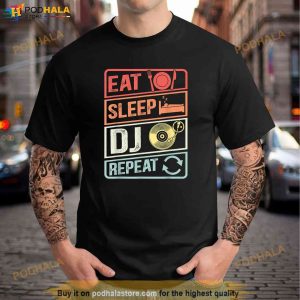 Vintage Eat Sleep Dj Repeat Disc Jockey Deejay Retro Dj Shirt 2