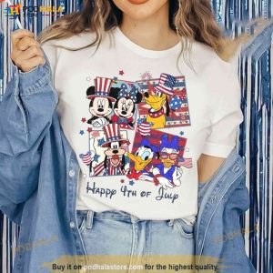Vintage Mickey and Friends Happy 4th of July Shirt, Disney USA Balloons Patriotic Tee