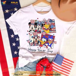 Vintage Mickey And Friends Happy 4th Of July Shirt Disney Usa Balloons Patriotic Tee 2