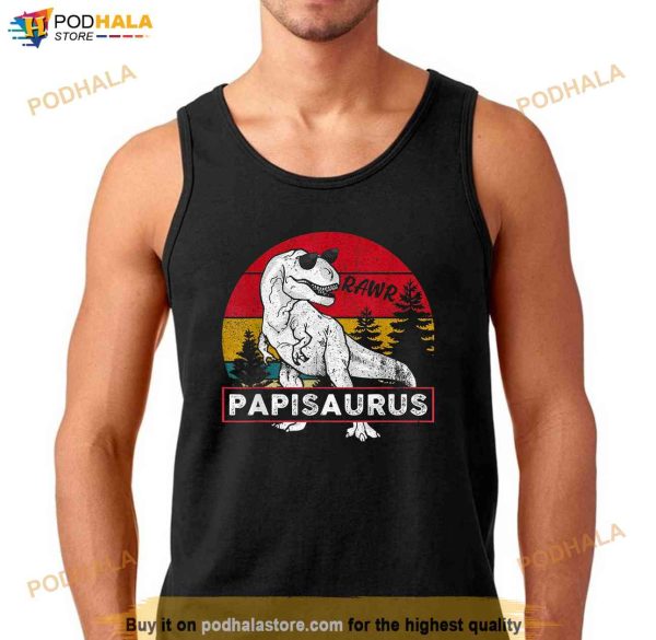 Vintage Papisaurus Shirt Papi Saurus Dinosaur Gift Dad Men Shirt