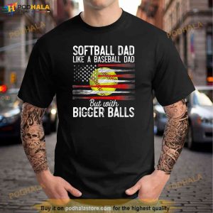 Vintage Softball Dad Like A Baseball Dad US Flag Fathers Day Shirt