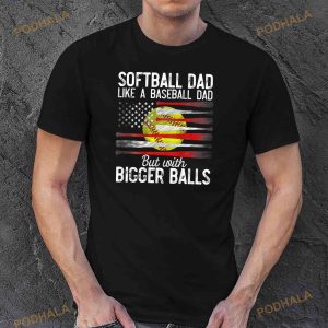 Vintage Softball Dad Like A Baseball Dad Us Flag Fathers Day Shirt 2