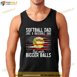 Vintage Softball Dad Like A Baseball Dad Us Flag Fathers Day Shirt 3