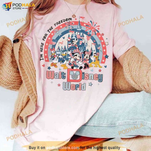 Vintage Walt Disney World Freedom 4th of July Shirt, Disney Castle Family Tee