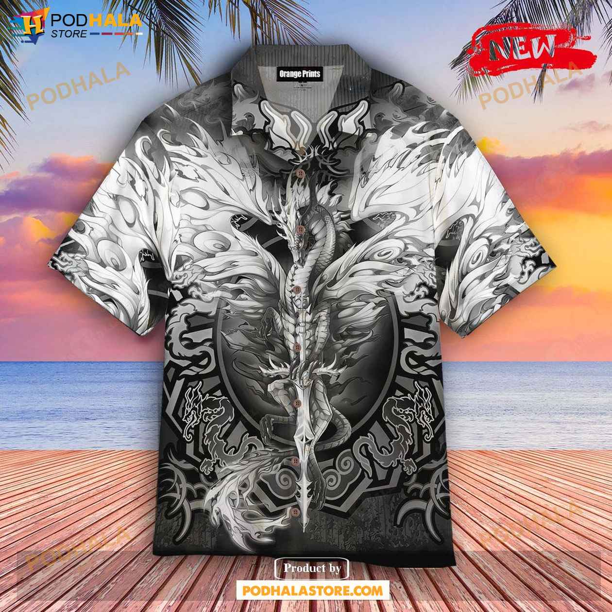 White Dragon Art For Summer Hawaiian Shirt, Tropical Shirt for Women Men White Dragon Art For Summer Hawaiian Shirt, Tropical Shirt for Women Men
