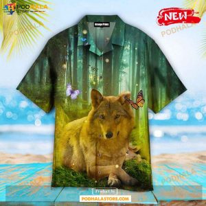 Wolf Butterfly In The Forest For Summer Hawaiian Shirt, Tropical Shirt for Women Men