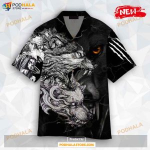 Wolf Tattoo Black Design For Summer Hawaiian Shirt, Tropical Shirt for Women Men