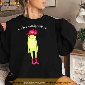You're A Cowboy Like Me Funny Frog Pink Cowboy Shirt 3