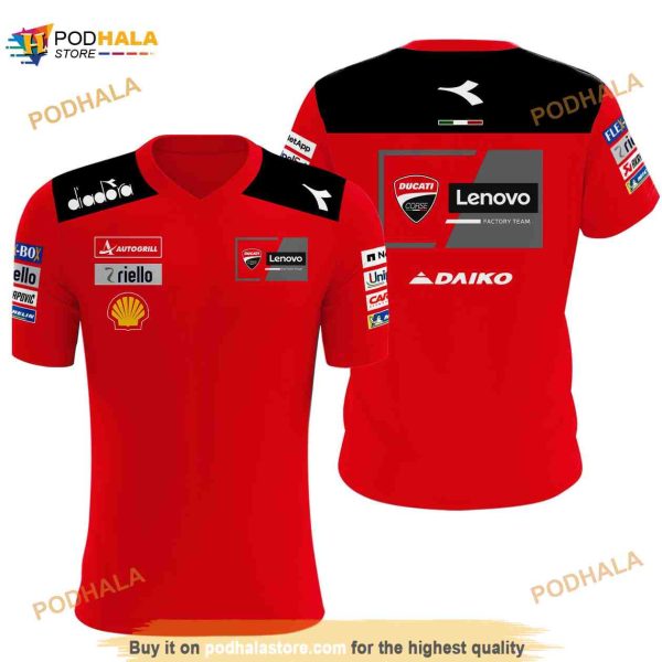 2023 Ducati Lenovo Team Moto Gp 3D Shirt, Francesco Bagnaia, Ducati Racing 3D Shirt