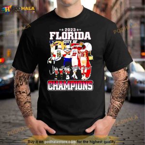 2023 Florida City Of Champions Miami Heat And Florida Panthers Signatures Shirt 2