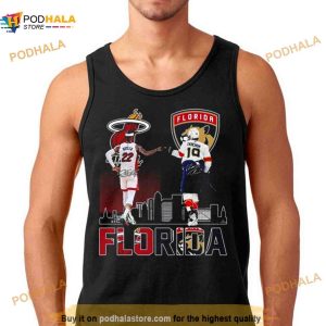2023 Florida Panthers And Miami Heat Butler And Tkachuk Skylines Signatures Shirt 2