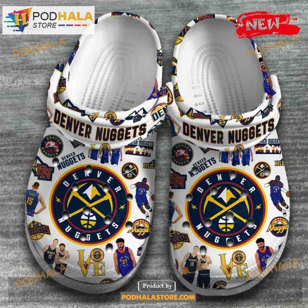 2023 NBA Champions Denver Nuggets Basketball White Crocs Classic Clog Shoes