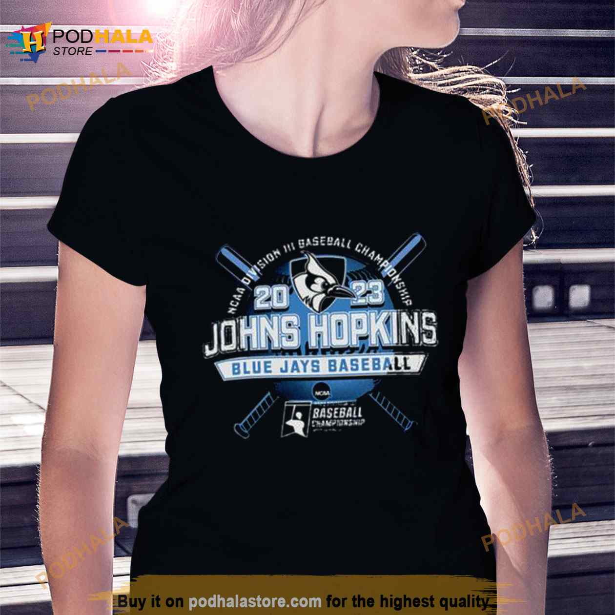 Women's Light Blue Johns Hopkins Blue Jays Baseball T-Shirt