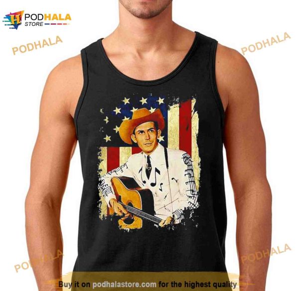2023 Official Graphic Hank Idol Williams Retro Flag American Country Music tee