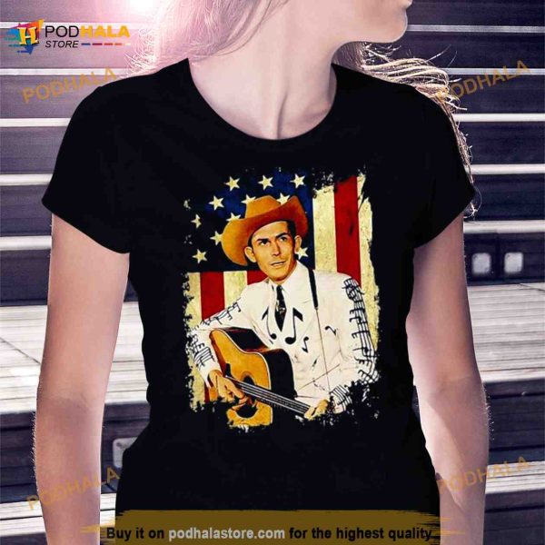 2023 Official Graphic Hank Idol Williams Retro Flag American Country Music tee
