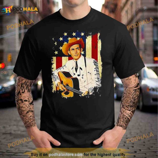 2023 Official Graphic Hank Idol Williams Retro Flag American Country Music tee