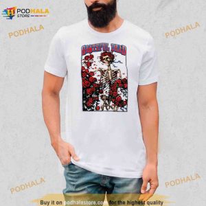2023 Official Grateful Dead Skeleton Rose Shirt