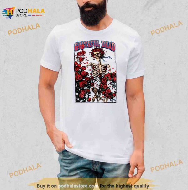 2023 Official Grateful Dead Skeleton Rose Shirt