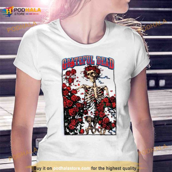 2023 Official Grateful Dead Skeleton Rose Shirt