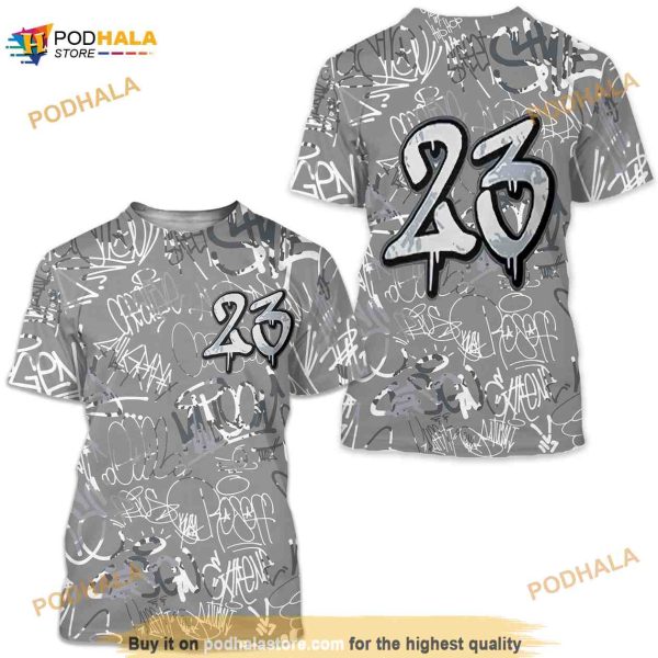 23 Hiphop Graffiti Pattern 3D Shirt, Match Jordan 6 Cool Grey Shirt