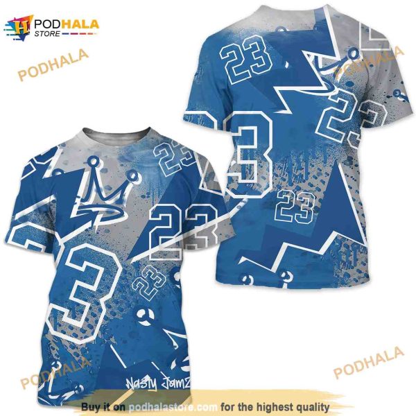 23 King Zigzag Unisex 3D Shirt, Jordan 13 Retro French Blue Outfit Jordan Shirt