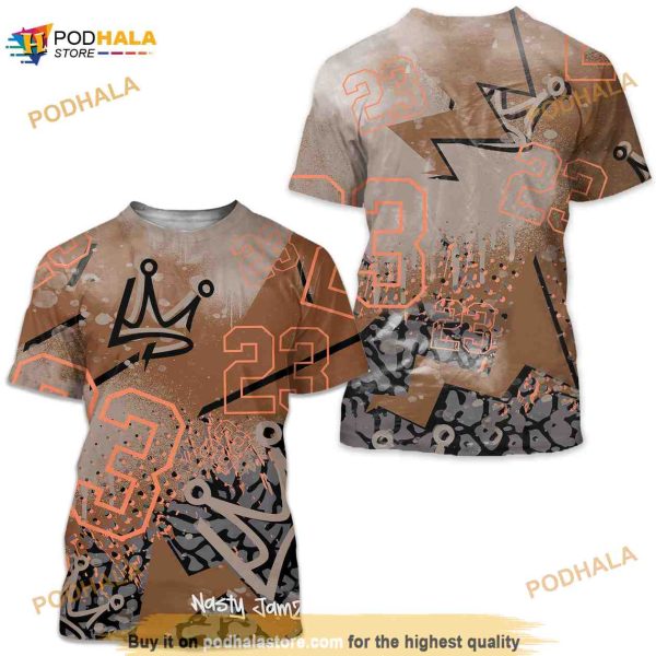 23 King Zigzag Unisex 3D Shirt ,Jordan 3 Retro Desert Elephant Outfit Jordan Shirt