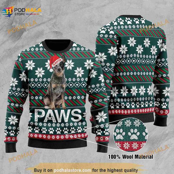 3D Australian Cattle Dog Santa Christmas Funny Ugly Sweater