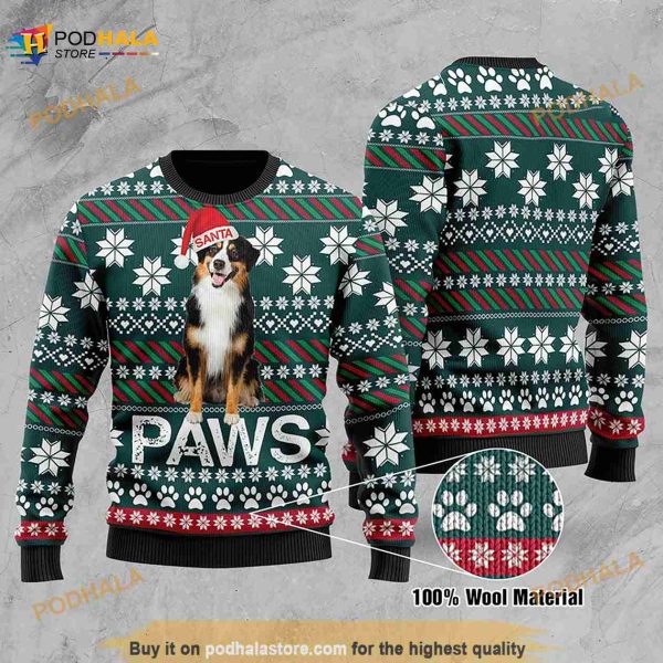 3D Australian Shepherd Santa Christmas Funny Ugly Sweater