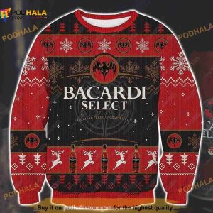 3D Bacardi Select Crafted Rum Ugly Christmas Sweater