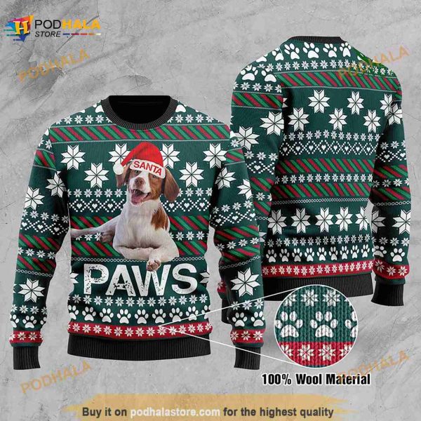 3D Brittany Santa Dog Christmas Funny Ugly Sweater, Brittany Dogs Ugly Xmas