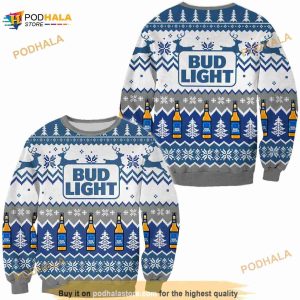 3D Bud Light Beer Ugly Christmas Sweater, Bud Light Ugly Xmas