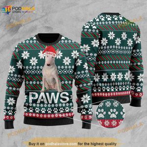 3D Bull Terrier Santa Printed Christmas Funny Ugly Sweater