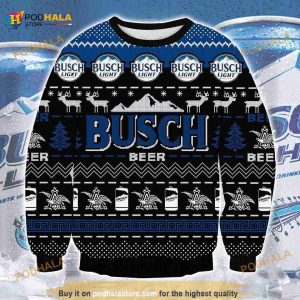 3D Busch Beer Print Christmas Sweater, Busch Ugly Xmas