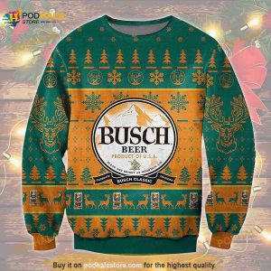 3D Busch Classic Beer Usa Funny Ugly Sweater Christmas